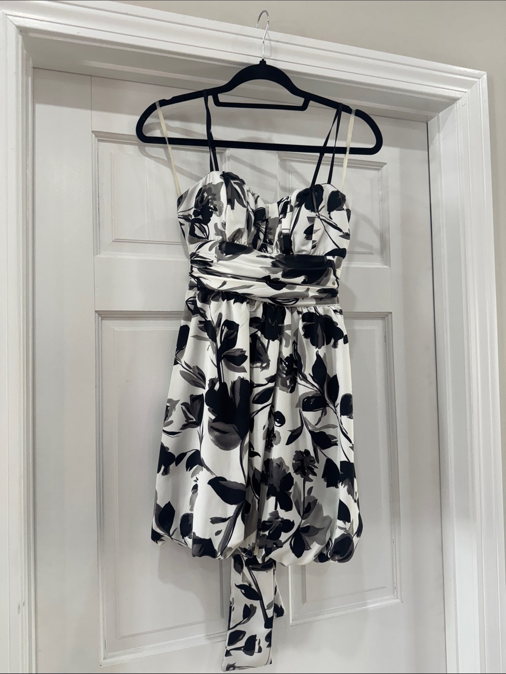Y2K Forever 21 Black & White Floral Satin Party Dress